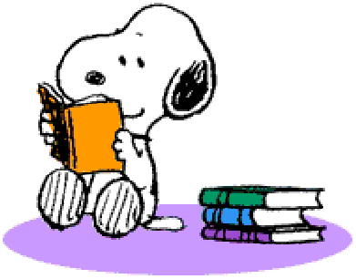 Snoopy reading a book